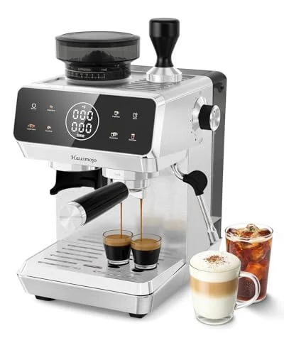 Hausmojo CM1620 espresso machine with built-in burr grinder and touchscreen