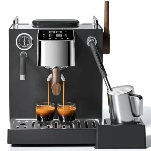 AMZCHEF 9 Bar OPV espresso machine with dual boiler and automatic milk frother